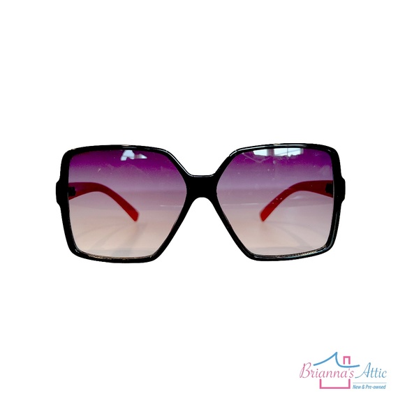 Women's Generic Sunglass Square and Round Black Red and Dark Pink- 2 Piece - Picture 5 of 7